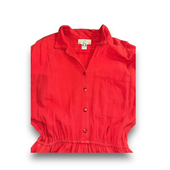 Vintage Orvis Womens Red Casual Shirt Dress Cotton Size: Large - Picture 2 of 5